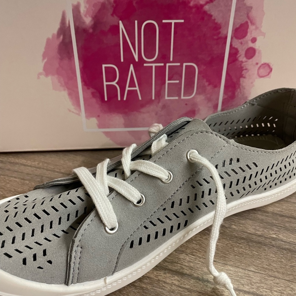 Size 8.5 slip on low sneakers grey tennis shoes by Not Rated